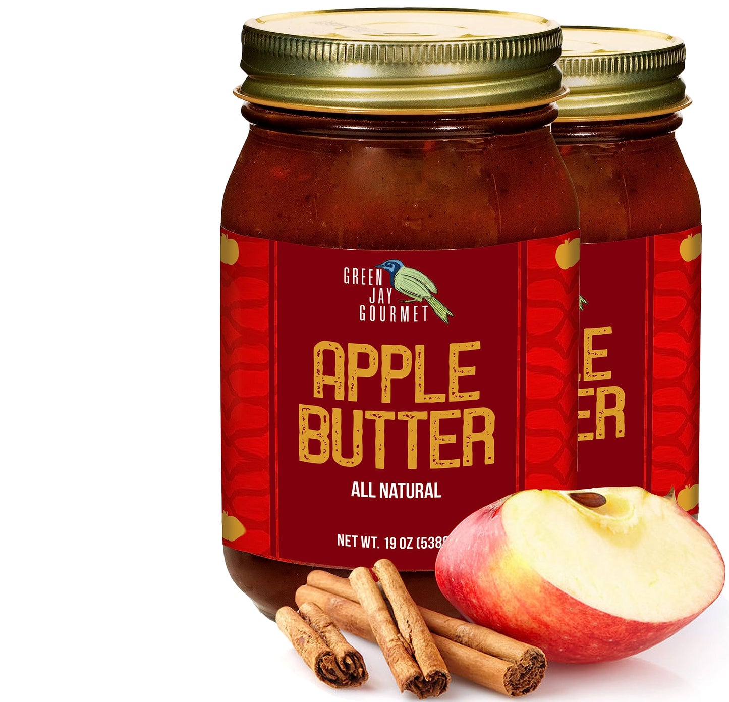 Green Jay Gourmet Apple Butter - All-Natural, Gluten-Free Fruit Spread - Apple Spread with Apples, Cinnamon & Spices - Gourmet Fruit Butter - No Corn