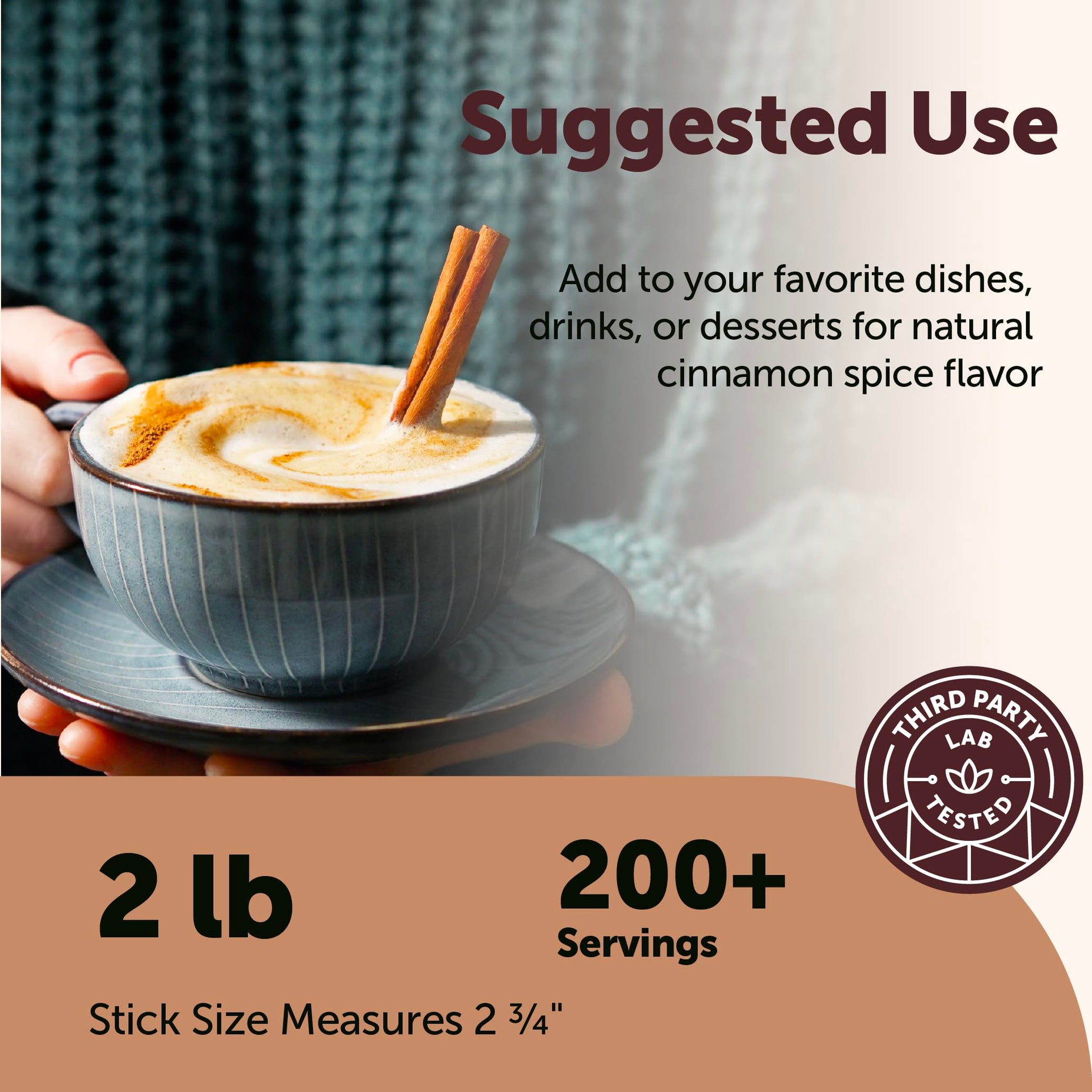 Micro Ingredients Organic Cinnamon Sticks Whole, 2lb (200+ Sticks) | Bold Aroma & Flavor | Great for Tea, Desserts & Cooking | Non-GMO, Vegan