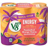 V8 +Energy Passionfruit Orange Guava Juice Energy Drink, 8 fl oz Can (6 Pack)