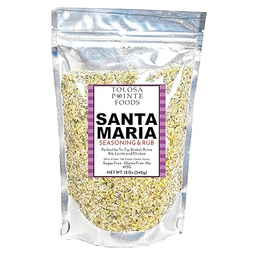 Tolosa Pointe Santa Maria Seasoning & BBQ Rub, 12 Oz, Sugar Free, Gluten Free, for Tri Tip, Pork, Steak, Chicken, Prime Rib Roast, & Grill