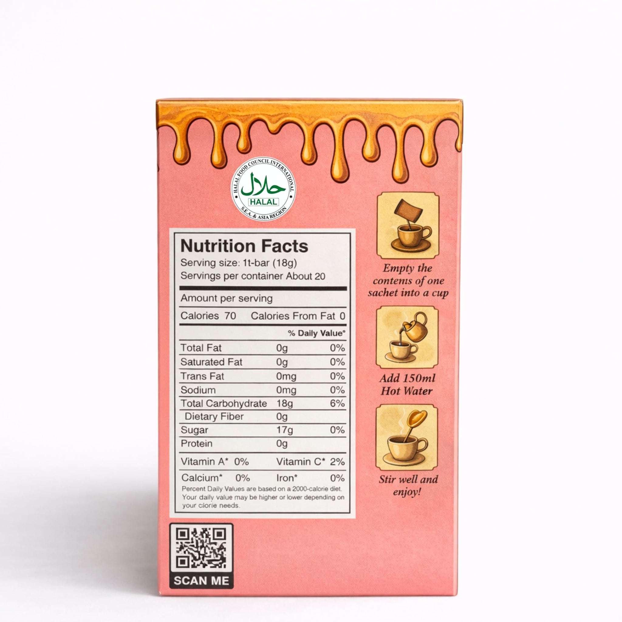Premium Honey Ginger Instant Tea Crystals Guava Flavor 20 Sachets Real Ginger Real Honey Pure Cane Sugar Caffeine Free Hot Or Cold Single Serve Drink