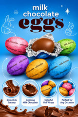 Hers,heysMilk Chocolate Eggs Candy 45 pcs (9 Oz) Bag Individually Wrapped Chocolate Egg Candy Bowls Party Favors Egg Hunts