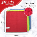 JD Homease Microfiber Cleaning Cloths,12 Pack, 12"x12", All-Purpose, Softer, Highly Absorbent, Lint-Free, Reusable, Washable Pro Towel 4 Colors