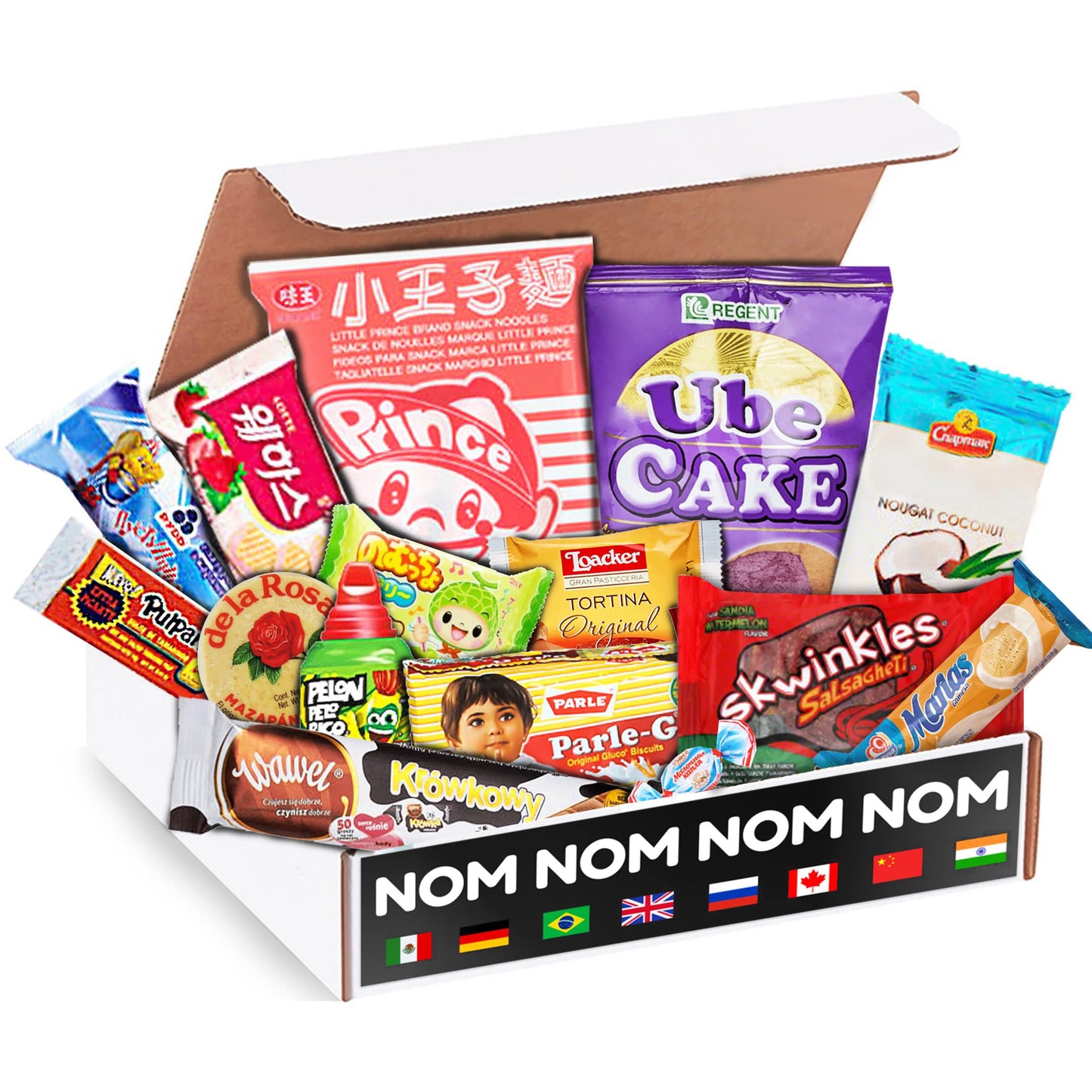 Elite World Snack Sampler Box - 30+ Foreign snacks and global candies - Huge Assortment of Asian Snacks, European Treats, Central American Candy