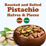 Food to Live Pistachios, Halves and Pieces, Roasted and Salted, 8 Ounces - Crunchy, Delicious, and Nutrient-Rich Snack, High in Protein and Fiber