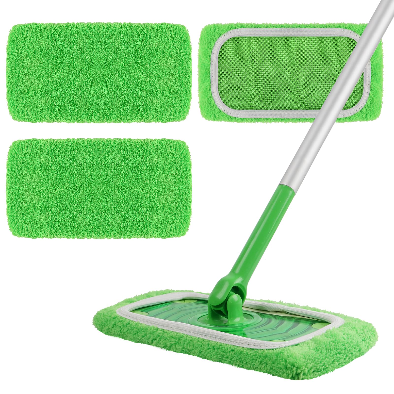 AmaVins Reusable 100% Coral Fleece Mop Pads Compatible with Swiffer Sweeper, 3 Pack Wet and Dry Flat Cover, Washable Wet Pads Refill