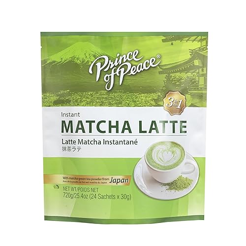 Prince of Peace 3 in 1 Matcha Latte Instant Beverage, 24 Sachets - Made with Matcha Powder from Japan - Instant Hot or Cold Beverage - Easy to Brew