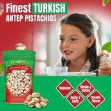 Turkish Antep Pistachios 5 Pounds (80oz) - Premium Quality Kosher Roasted Pistachios By We Got Nuts - Natural & Healthy Rich Flavor Snack - Whole
