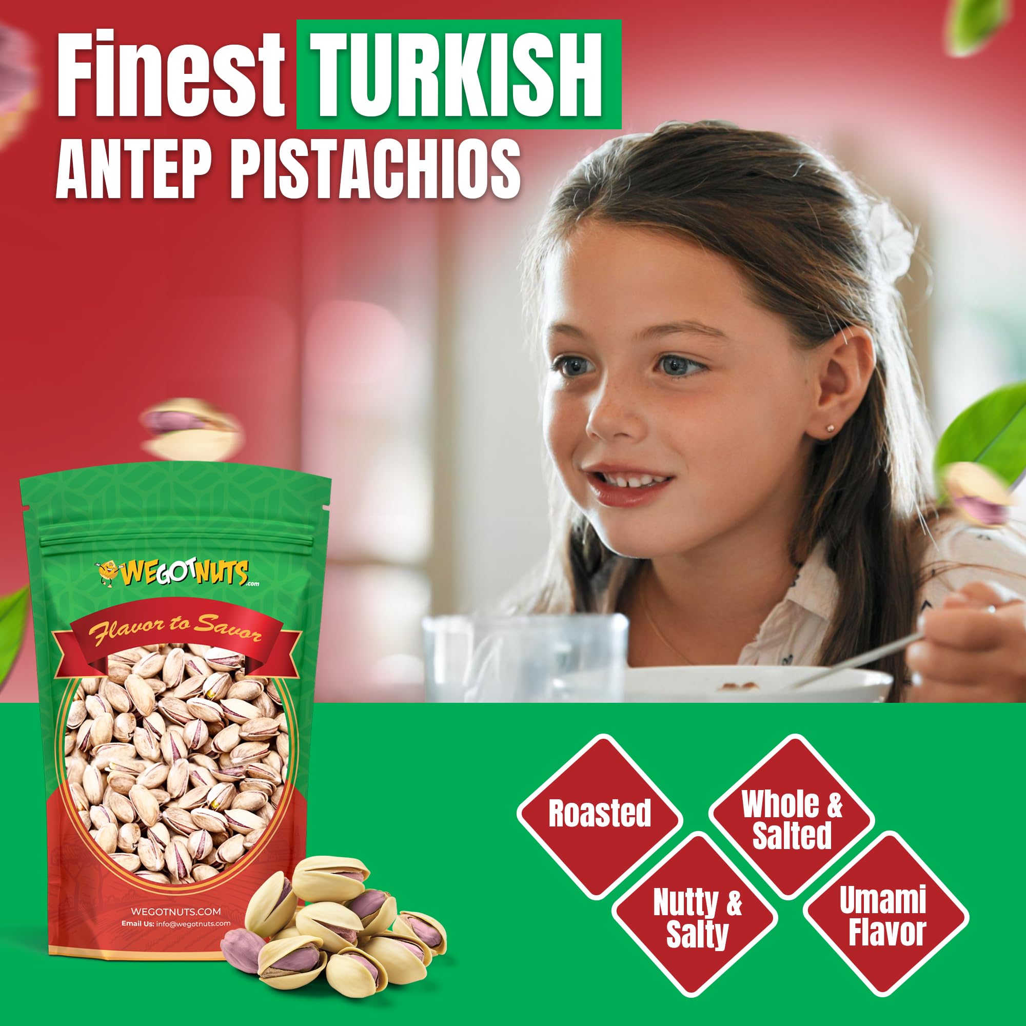 Turkish Antep Pistachios 5 Pounds (80oz) - Premium Quality Kosher Roasted Pistachios By We Got Nuts - Natural & Healthy Rich Flavor Snack - Whole