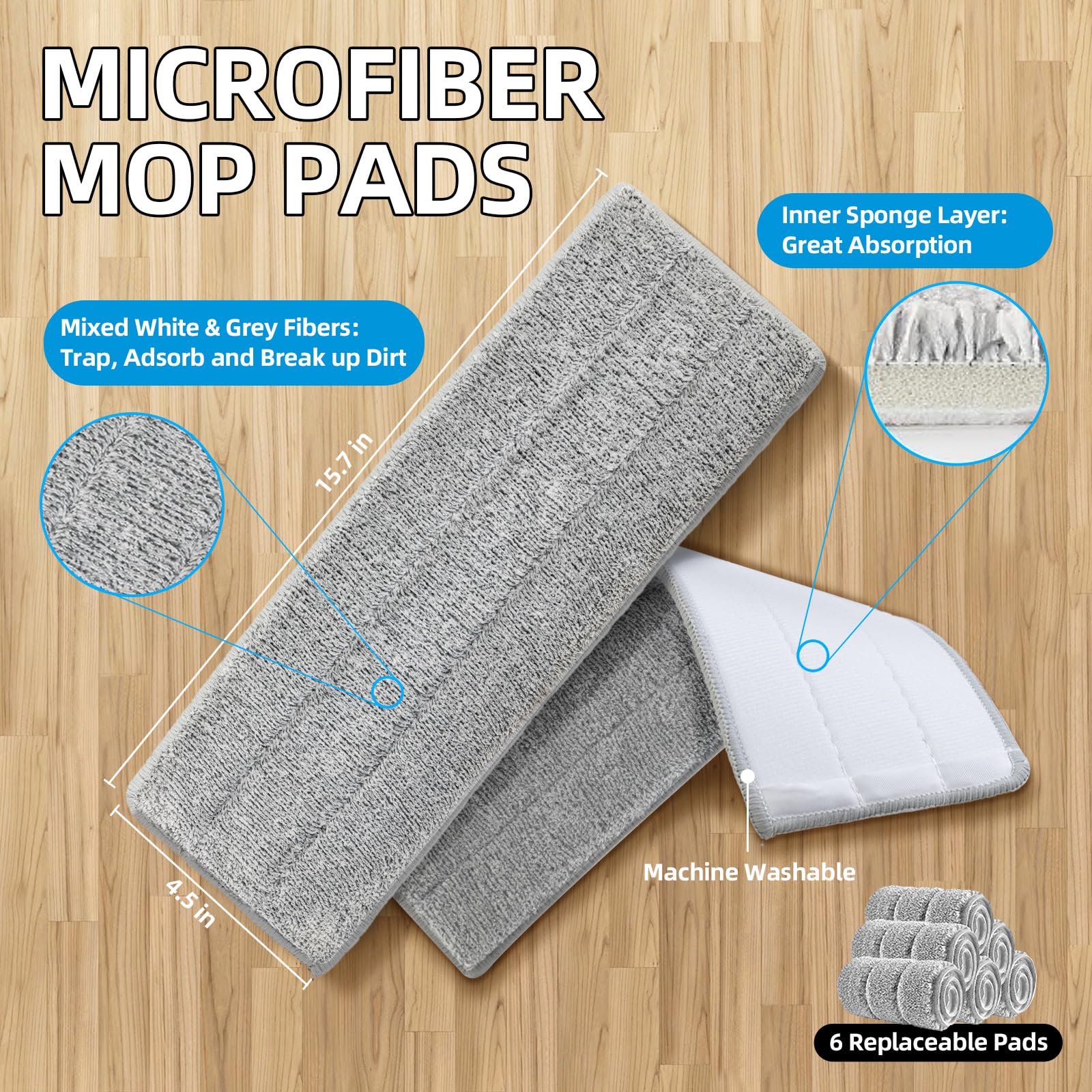 TODAYGO Wall Floor Mop Kit: Long Handle Scrubber with Wringer Bucket Washable Microfiber for Kitchen Bathroom & Hardwood - Women’s All-Purpose