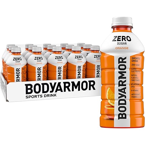 BODYARMOR ZERO Sugar Orange Electrolyte Drink, Natural Flavors, 28 Fl Oz Bottles (15 Pack), B Vitamins & Antioxidants Sugar Free Hydration