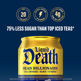Liquid Death Iced Tea - Dead Billionaire (Black Tea/Lemonade), Less Sugar*, Boost of Caffeine, B Vitamins, No Artificial Sweeteners, 12 Fl Oz (Pack
