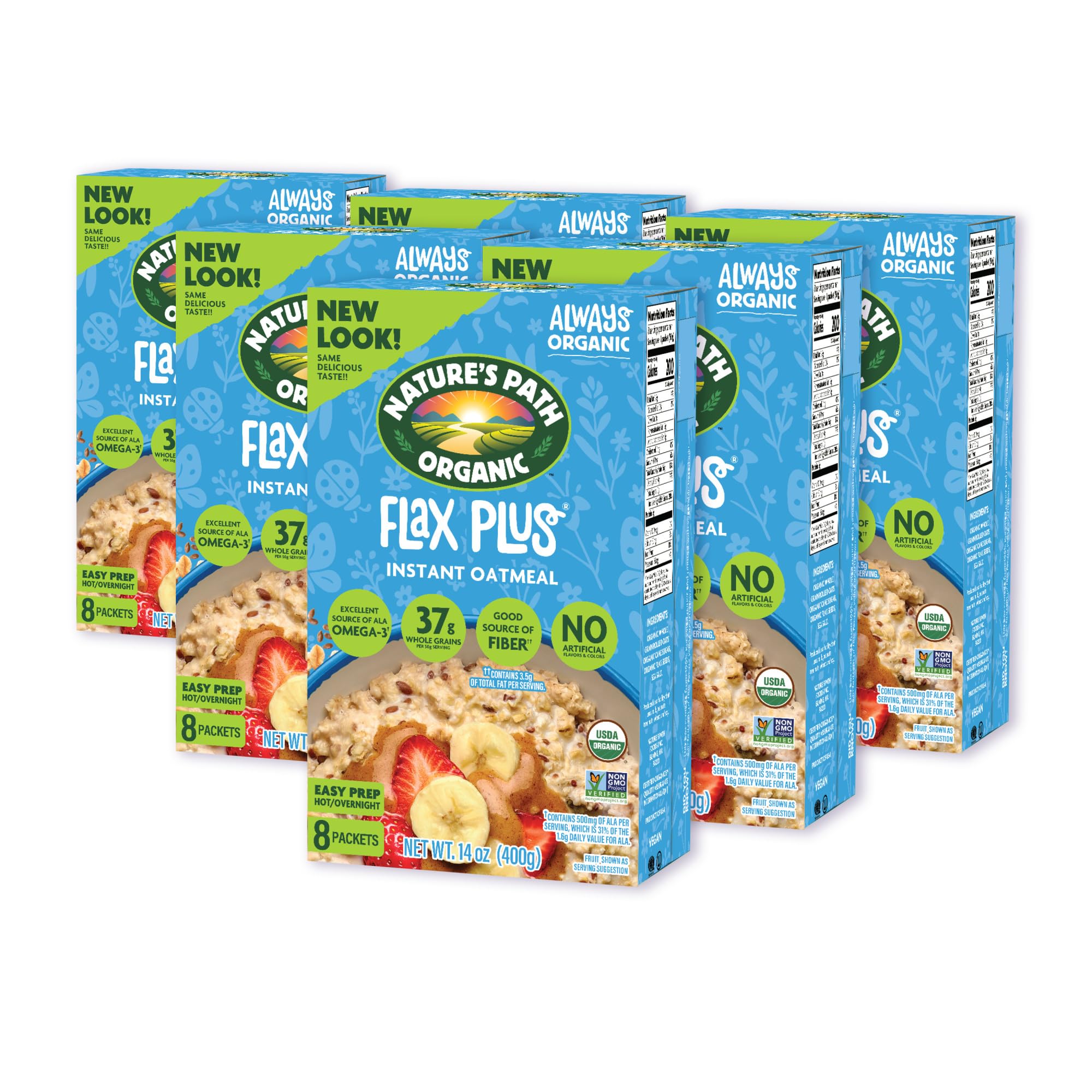 Nature's Path Organic Flax Plus Instant Oatmeal, 14 oz (Pack of 6), Non-GMO