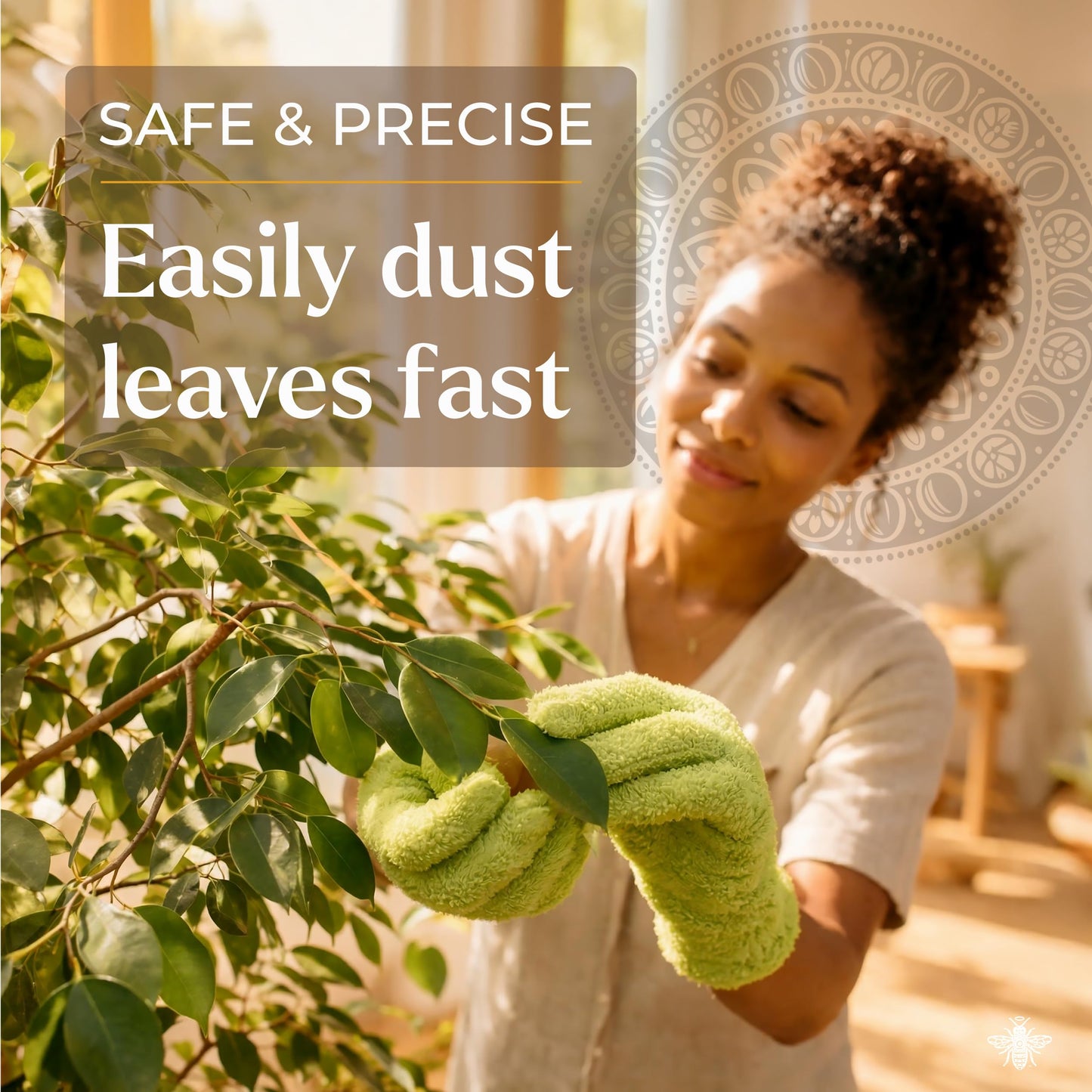 BLESS YOUR SOIL Microfiber Dusting Gloves for Plants : Premium, Gentle, Traps Dust, Washable, Lint Free : Use with Big Leaf Energy ready-to-use spray