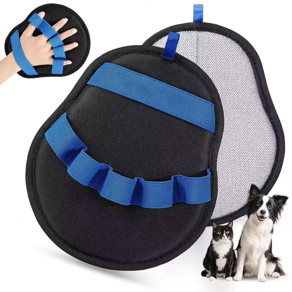 PalmPurr Pet Hair Remover Gloves 2 Pack - Reusable Double-Sided Lint Mitt for Dogs & Cats, Washable Fur Cleaner for Couch, Bed, Clothes, Carpet & Car