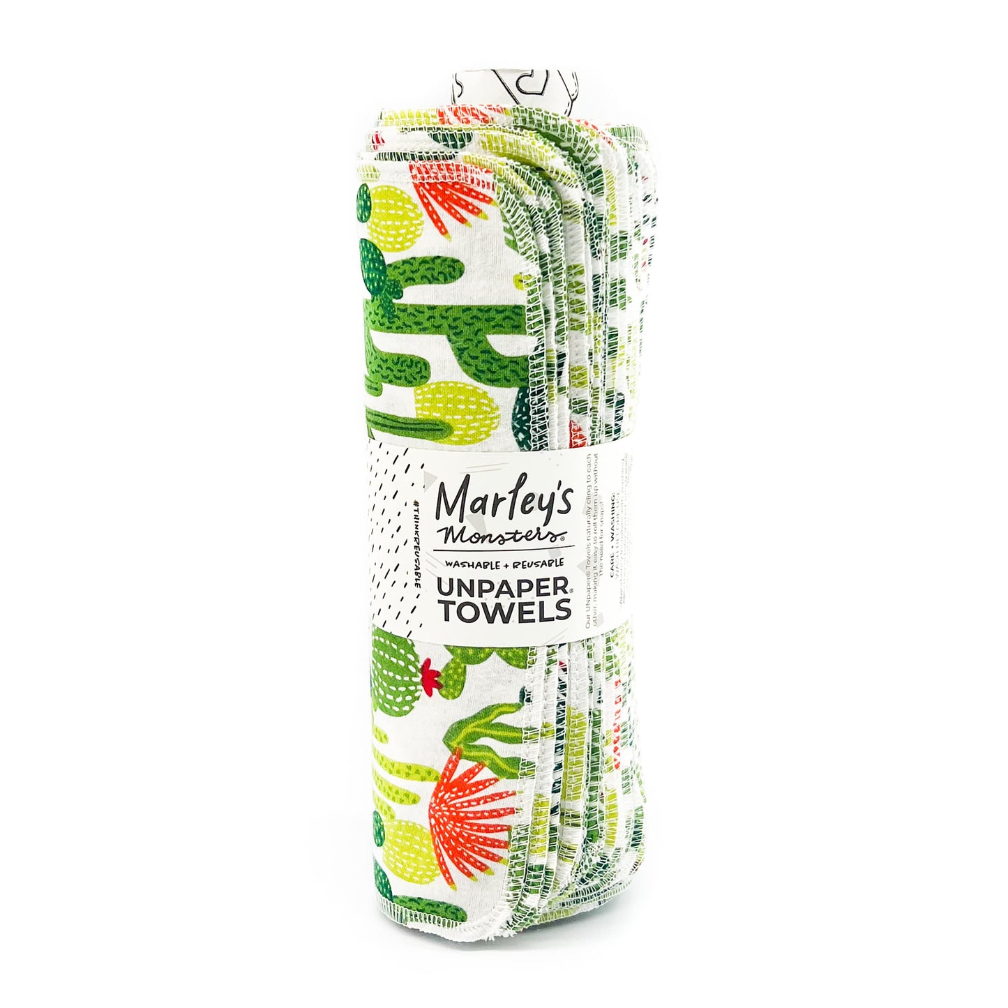 Marley's Monsters UNpaper Towels - 24 Count roll, Reusable Paper Towels, Paperless, Cotton, Tree Free (Cactus)