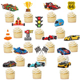 36Pcs Race Car Cupcake Toppers Racing Car Birthday Decorations for Race Car Birthday Party Favors Let's Go Racing Party Racing Car Baby Shower