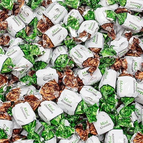 Chocolate Filled Mints Individually Wrapped 1 lb - Mint Hard Shell with Chocolate Filled Center, Old Fashioned Candy