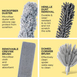 Microfiber Feather Duster with Extension Pole 100 Inches, (8 PCS), Cleaning Brush, Dusters for Cleaning High Ceilings, Cobwebs, Blinds, Cars