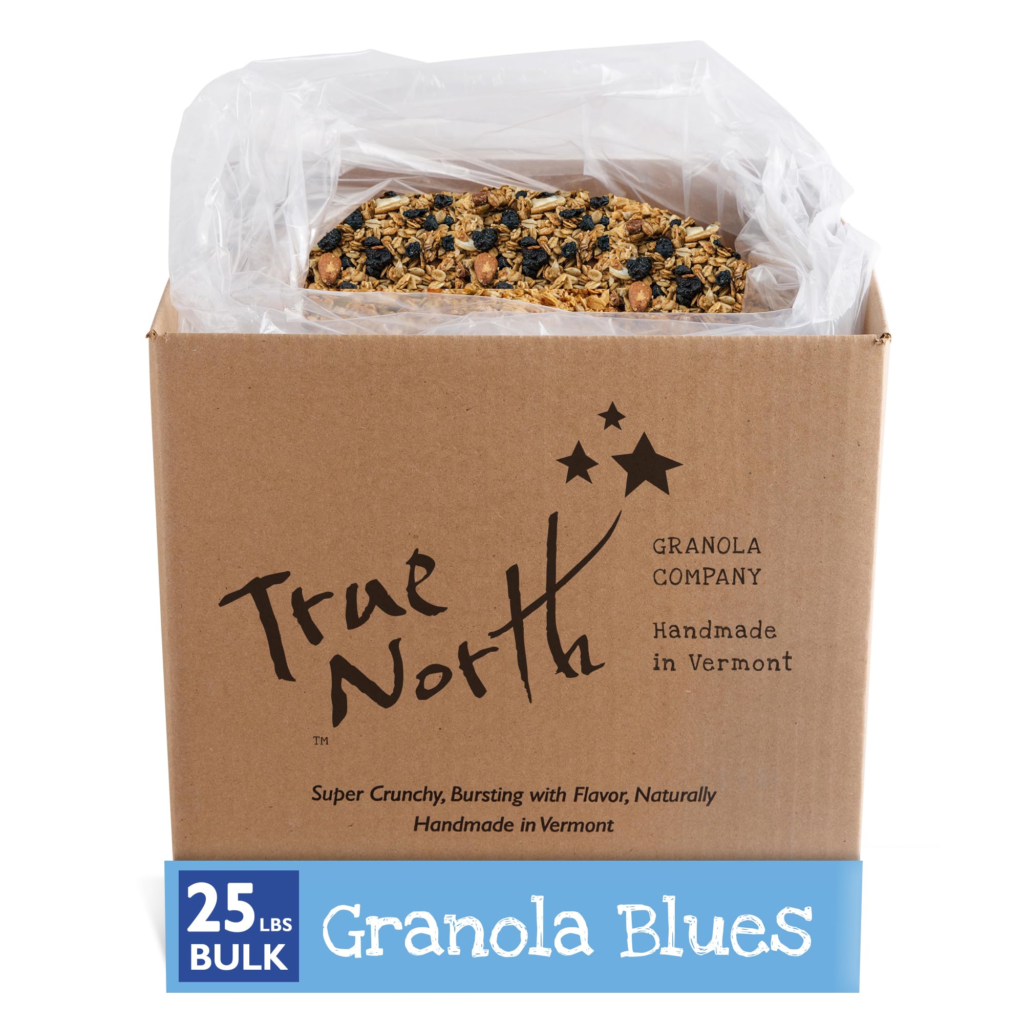 True North Granola - Granola Blues with Dried Blueberries, Almonds and Cashews, All Natural and Non-GMO, Bulk Bag, 25 lb.