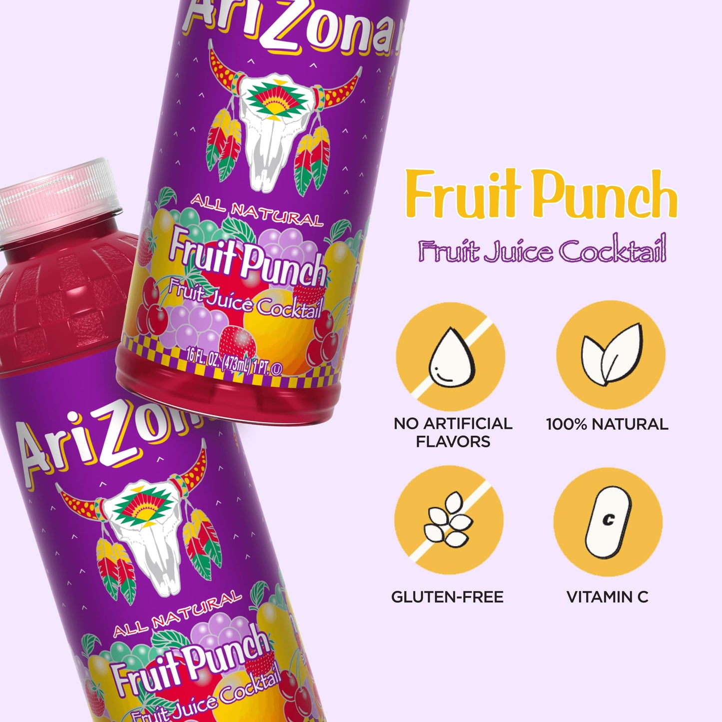 AriZona Fruit Punch - Fruit Juice Cocktail - 16 Fl Oz (Pack of 12)