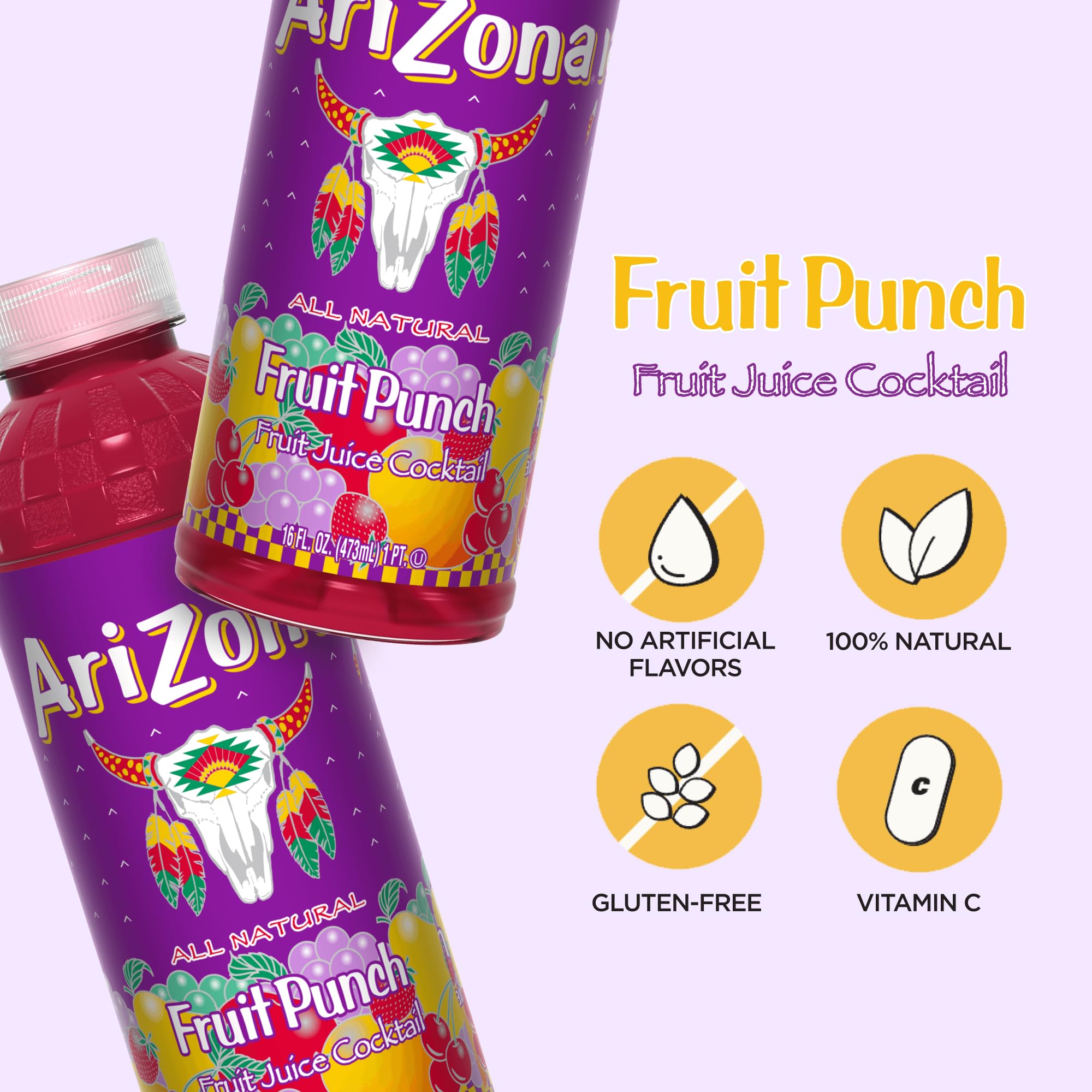 AriZona Fruit Punch - Fruit Juice Cocktail - 16 Fl Oz (Pack of 12)