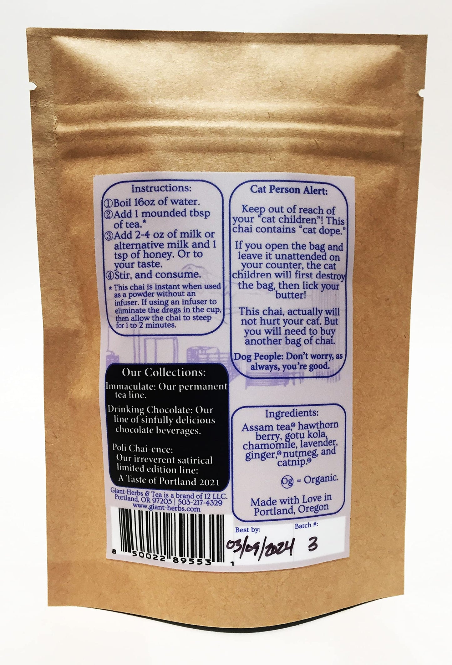Giant-Herbs & Tea Fed Up (Lavender, Chamomile, Catnip) Chai