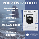 Kuju Coffee Premium Pour Over Individual Coffee Packets - Backpacking, Travel, Camping Organic Coffee Singles - Fair Trade & Eco-Friendly - Ethiopia