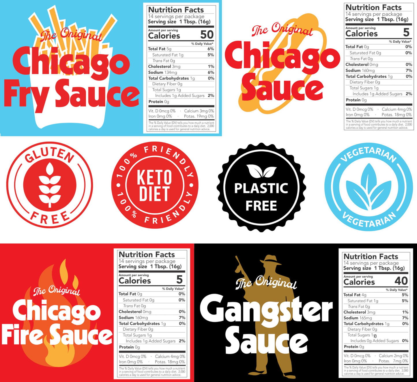 Big Fork Brands Chicago Sauce Series, 4-Flavor Variety Pack, 8 oz