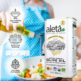 Aleta Farms Olive Oil Extra Virgin, USDA Organic, Single Estate PDO Polyphenol Rich Olive Oil, Cold Pressed, Global Gold Awards, Kosher, 33.8 Fl oz