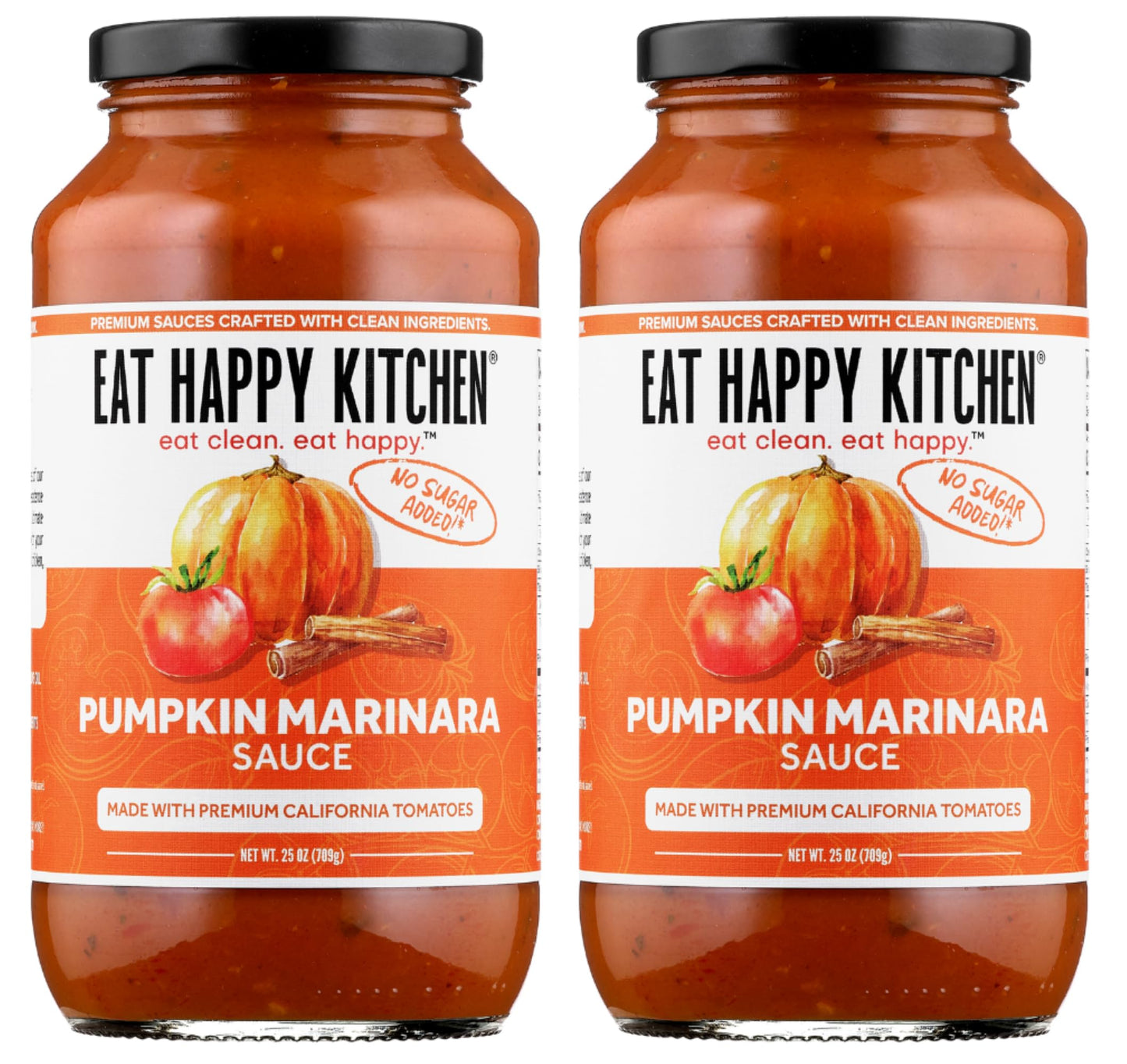 Eat Happy Kitchen Pumpkin Marinara Sauce - Made with Premium California Tomatoes & Pumpkin - No Sugar Added, No Seed Oils, No Fillers, Gluten Free, 25