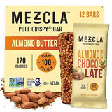 Mezcla Puff-Crispy Plant Based Protein Bars - Almond Butter Chocolate - Healthy Snacks for Adults & Kids - Perfect School, Travel, & Office Snacks