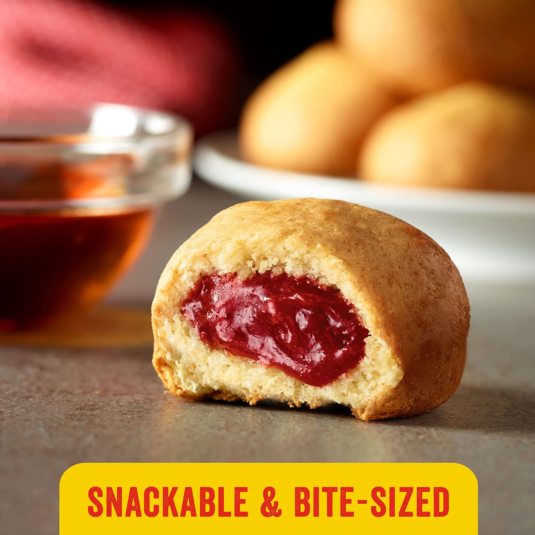 Eggo Stuffed Pancake Bites, Frozen Breakfast, All Day Kids Snacks, Strawberry, 10.15oz Box (18 Pancake Bites)
