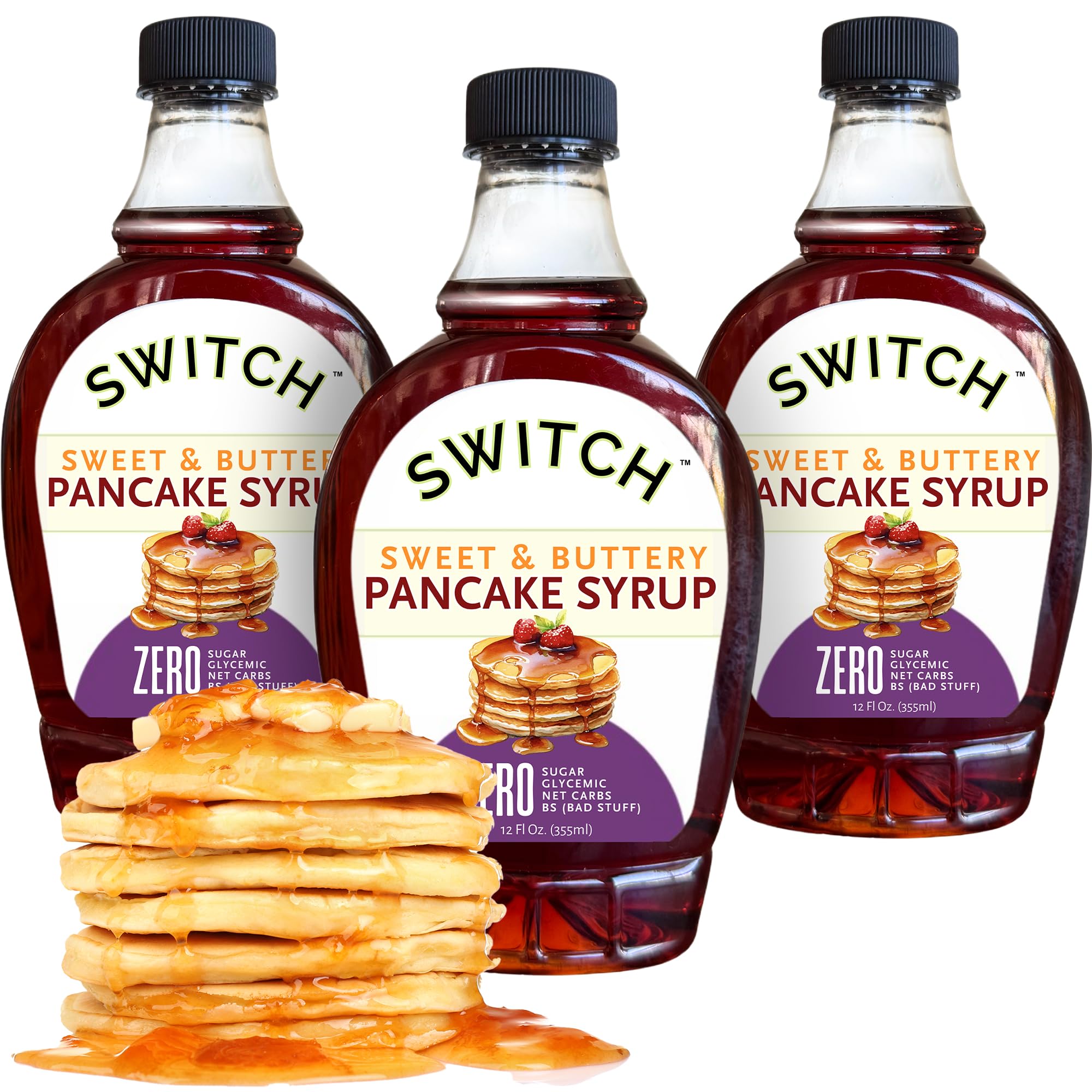 Scrummy Pancake Syrup, Sweet & Buttery Sugar Free Syrup for Pancakes, Waffles & More, Zero Sugar, Zero Net Carbs, Diabetic Friendly, Keto, Vegan