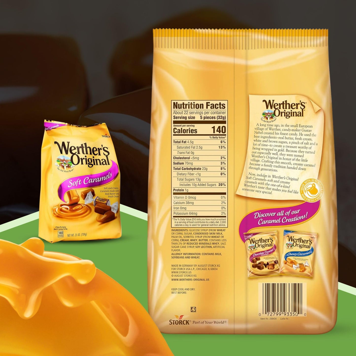 Caramel Candy Bundle. Includes Two 25 Oz Pack of Werthers Original Soft Caramel Candy. Individually Wrapped Soft Candy ideal for any occasion