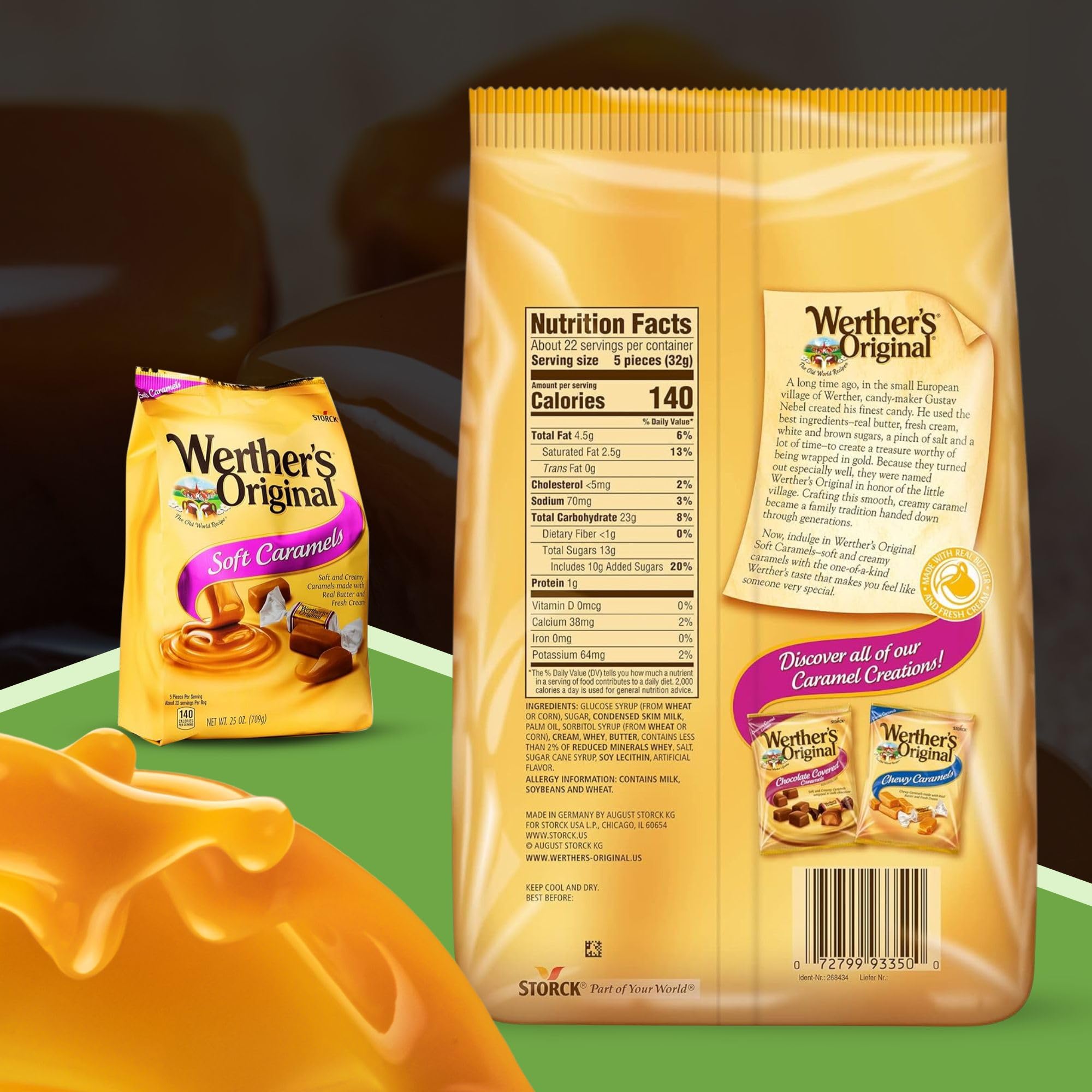 Caramel Candy Bundle. Includes Two 25 Oz Pack of Werthers Original Soft Caramel Candy. Individually Wrapped Soft Candy ideal for any occasion