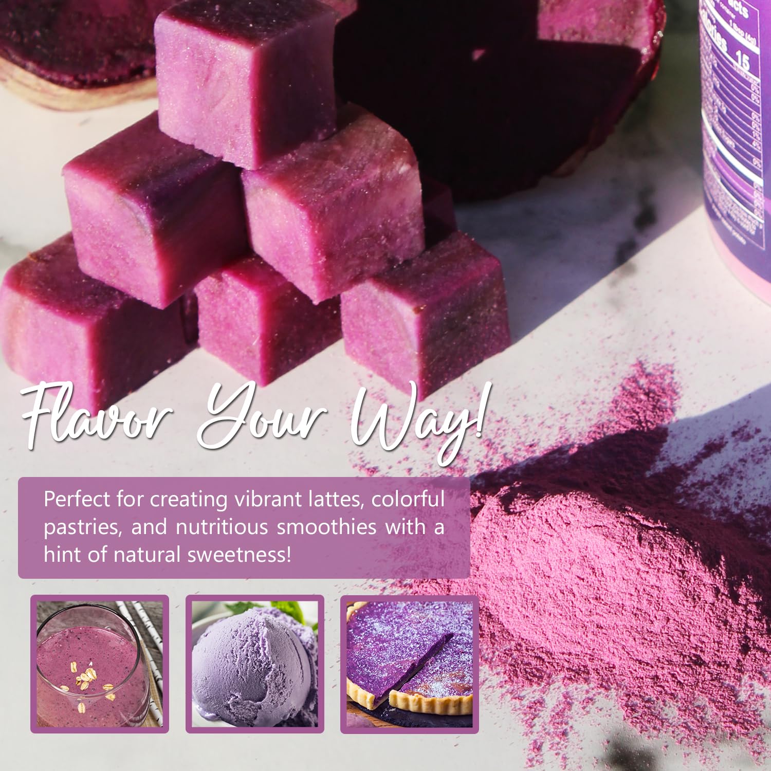 NPG 100% Pure Purple Sweet Potato Powder (Purple Yam Ube) 16 Ounces, All Natural Purple Dry Food Coloring Powder for Baking, Smoothies, Pasta