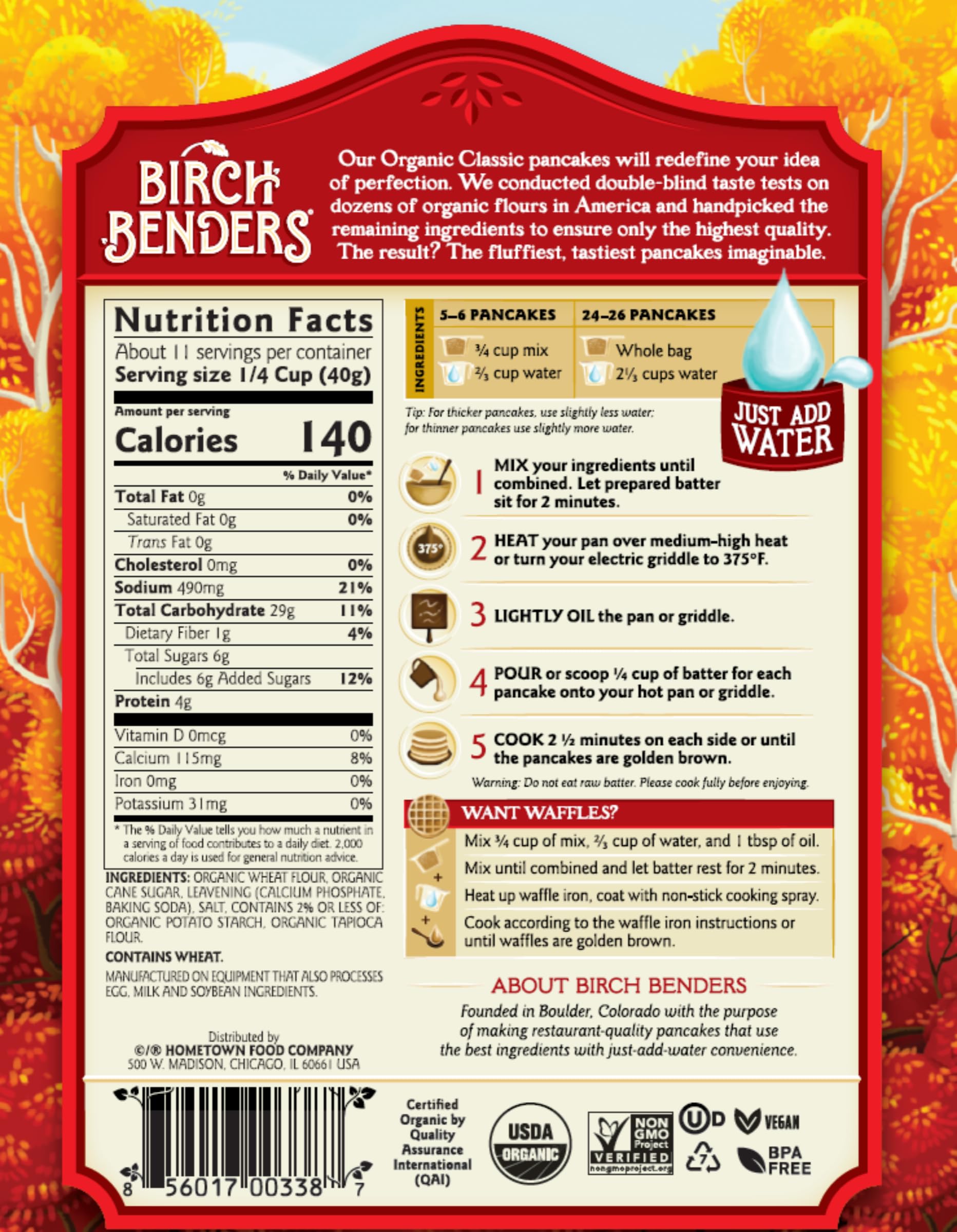 Birch Benders Griddle Cakes, Pancake & Waffle Mix Classic Organic, 16 Ounce