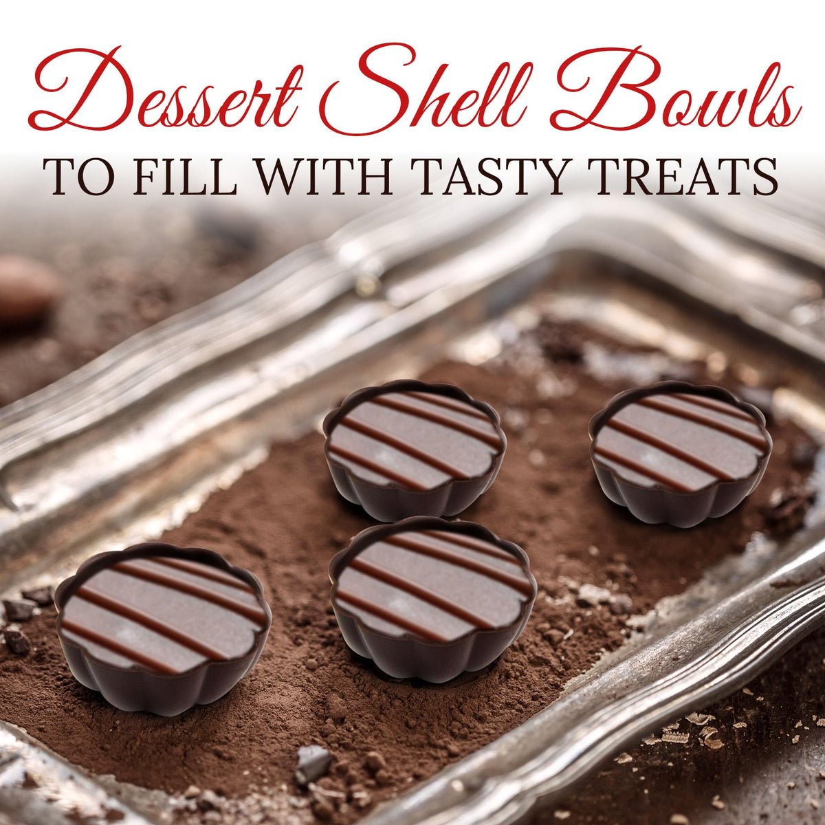 Dark Chocolate Dessert Shells 12ct, Edible Cups for Ice Cream, Gluten-Free