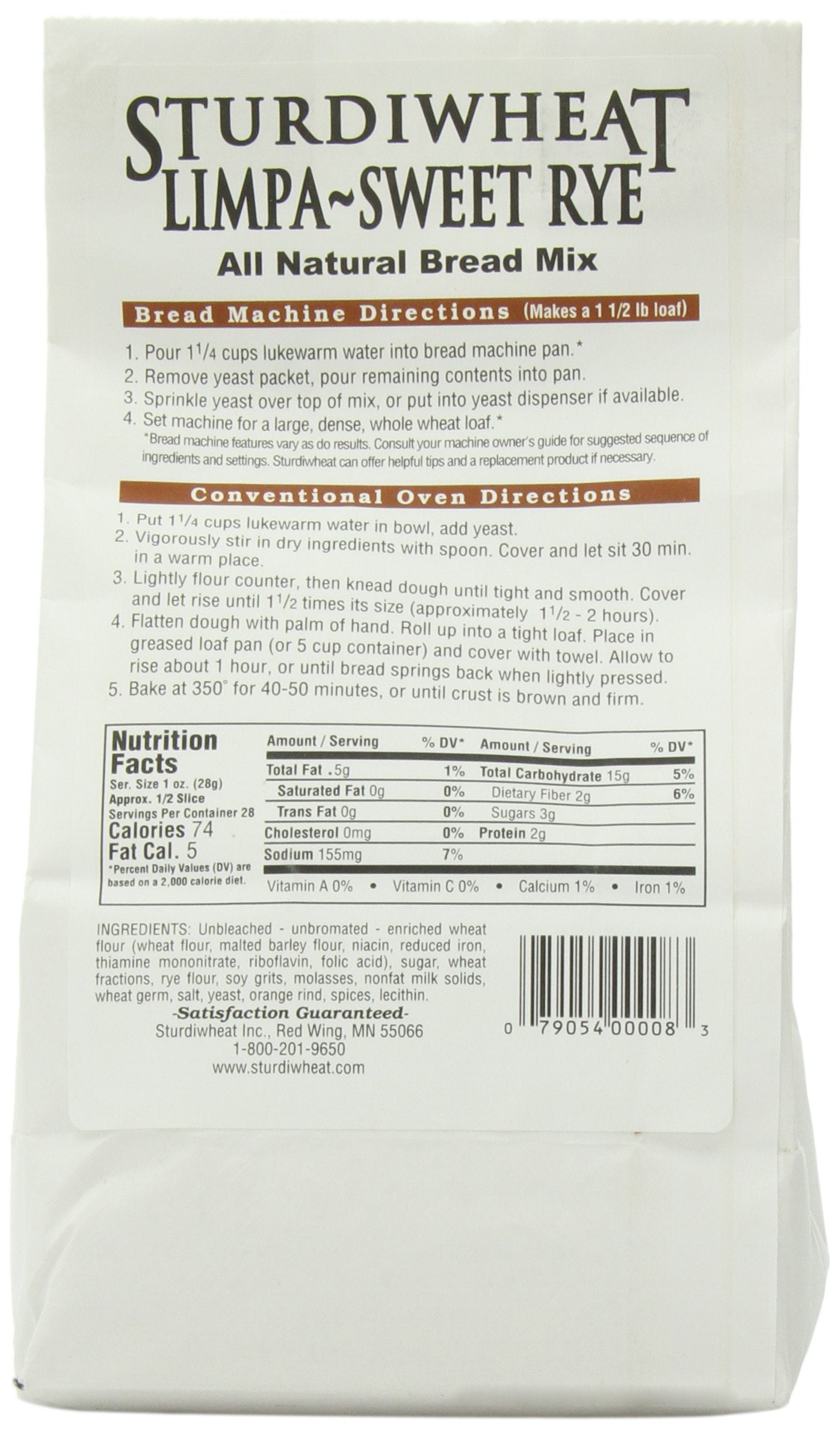 Sturdiwheat Bread Limpa Sweet Rye, 1.31 Pound (Pack of 4)