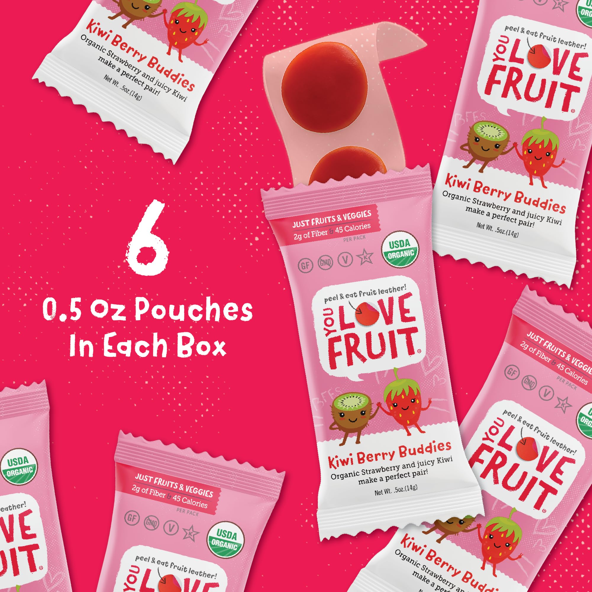 YOU LOVE FRUIT - All Natural Fruit Snacks, Healthy Snack Pack, Real Fruit! Gluten Free, Non GMO, Vegan, Fiber packed, Low Fat, Kosher, 0.5 oz Pouches
