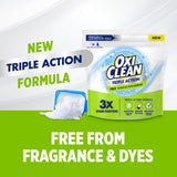 OxiClean Triple Action Free Versatile Stain Remover Powder, Use with Detergent, No Fragrance, No Dyes, No Chlorine, Removes Stains, Brightens Colors