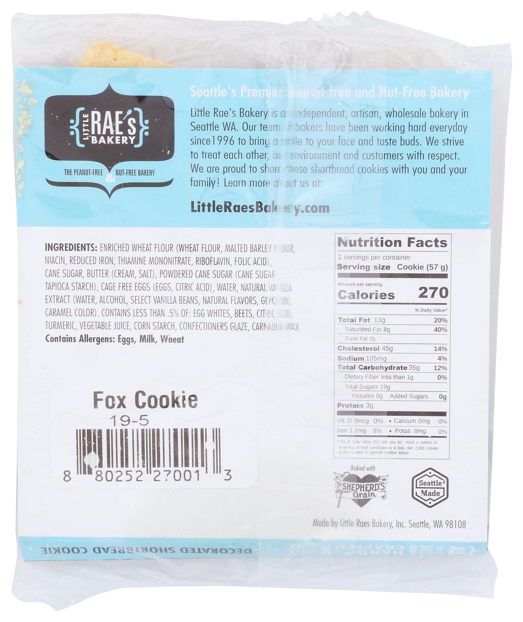 Little Raes Bakery, Cookie Fox, 2 Ounce