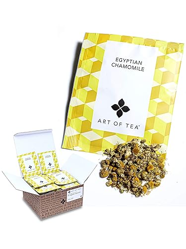 Art of Tea | Organic Egyptian Chamomile Tea Bags - Caffeine Free Herbal Teas | 50 Pyramid Tea Bag Sachets | Chamomile Tea Organic Naturally Decaf Tea