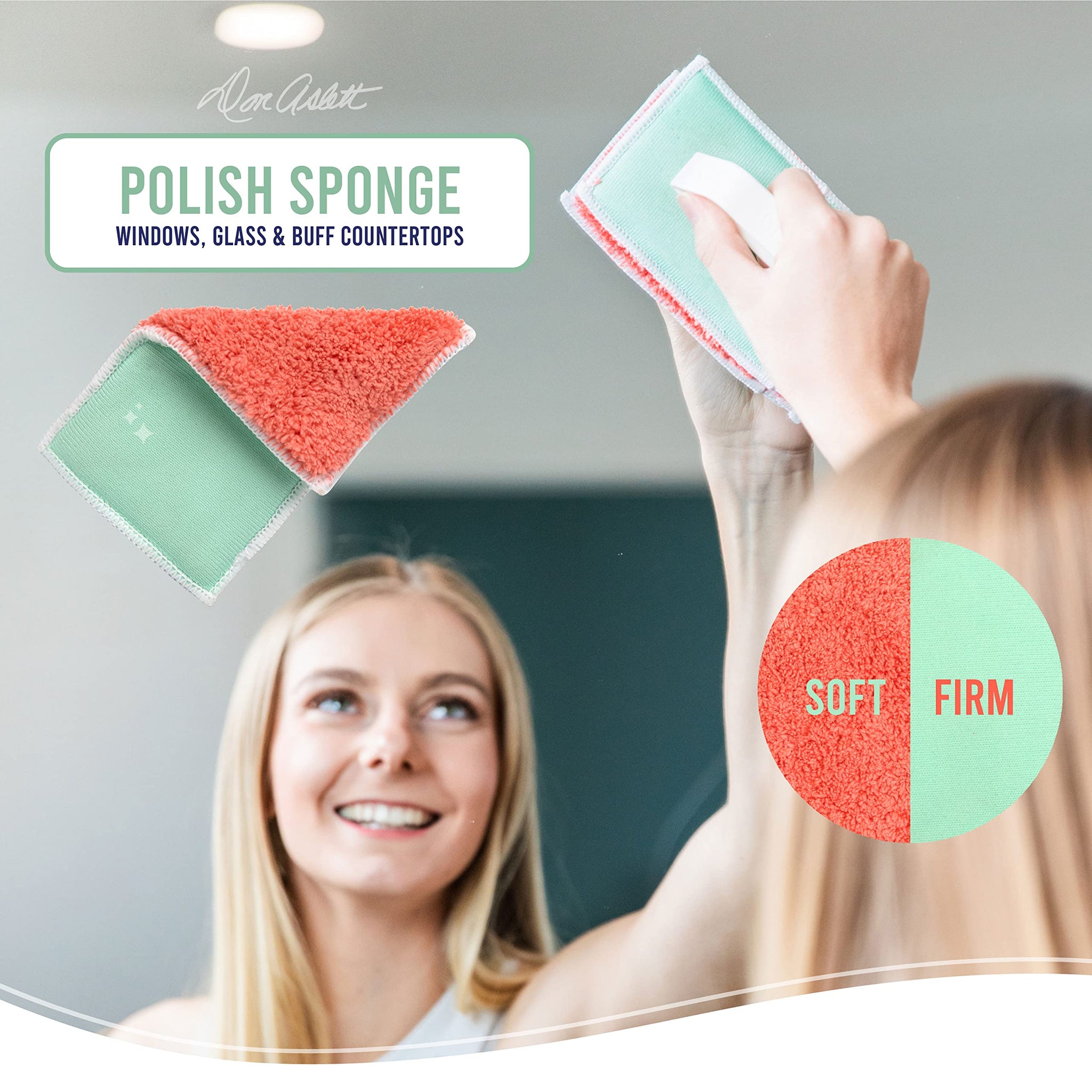 Don Aslett’s Scrub & Switch Combo Set | Dual-Sided Scrub, Clean, and Polish Sponges Included | Handheld Tool for Extra Scrubbing Power | Reusable