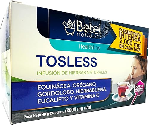 Betel Natural Tosless Tea - All Natural Aid for Cold and Cough - 24 Tea Bags