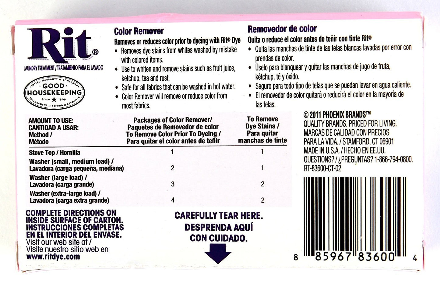 Rit Dye Laundry Treatment Color Remover Powder, 2 oz, 10-Pack