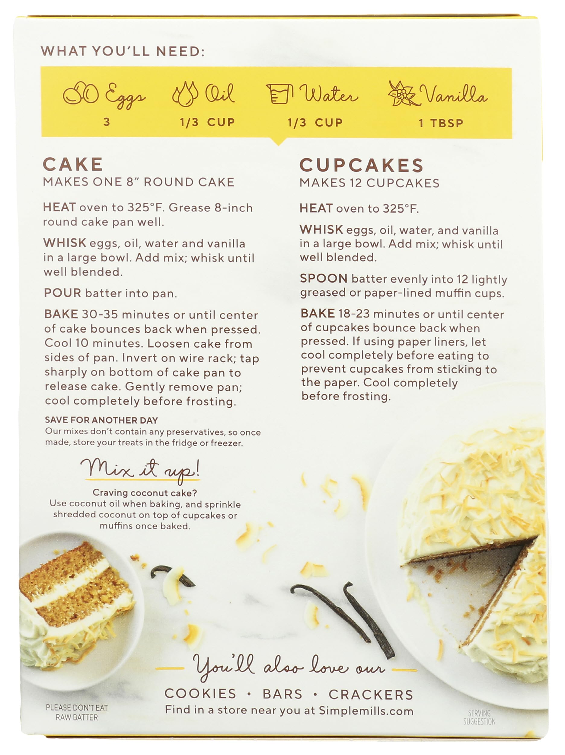 Simple Mills Almond Flour Baking Mix, Vanilla Cupcake & Cake Mix - Gluten Free, Plant Based, Paleo Friendly, 11.5 Ounce (Pack of 1)
