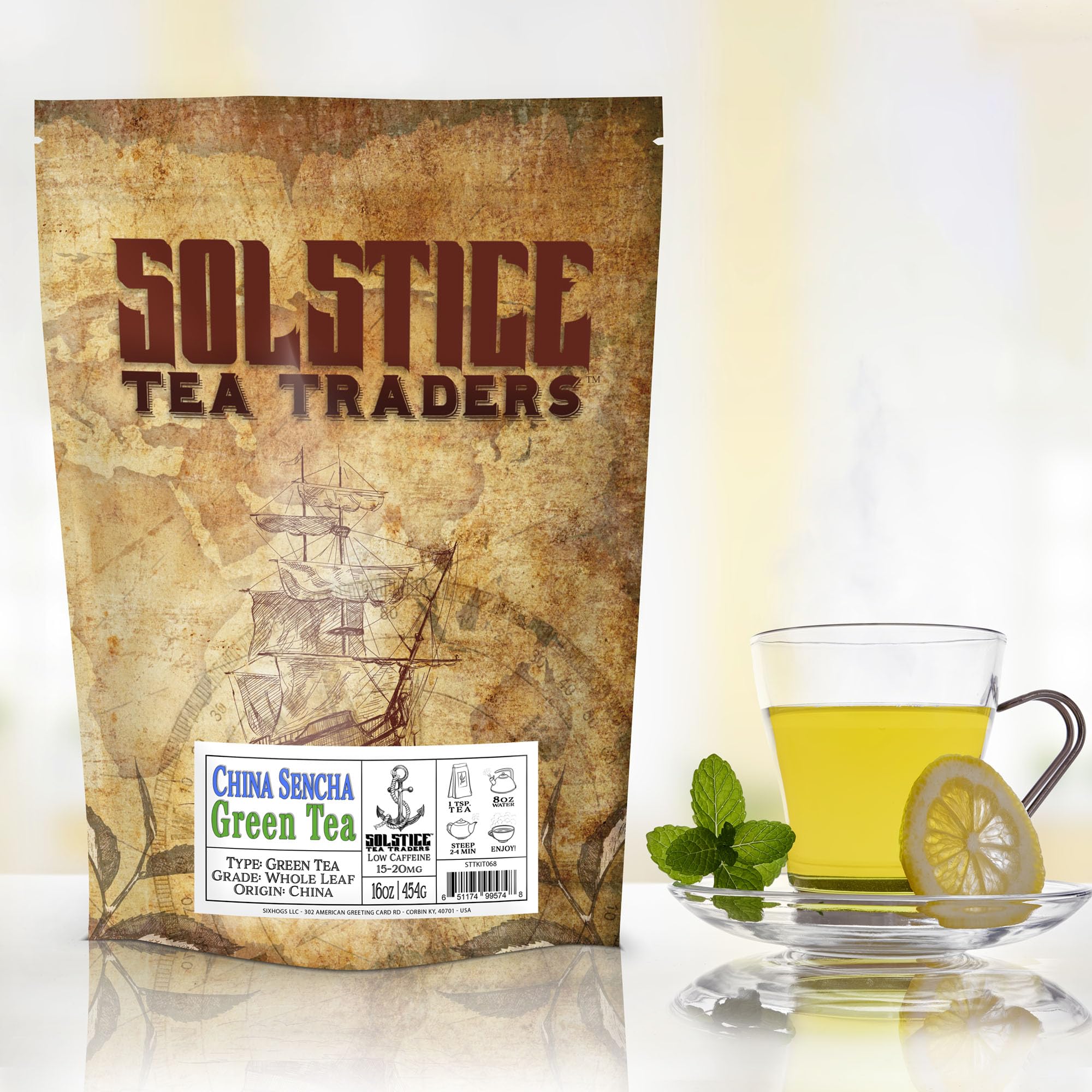 Solstice Loose Leaf Sencha Green Tea, 1 LB, Bulk 16-Ounces Japanese Style Green Sencha Tea - Approx 200+ Cups