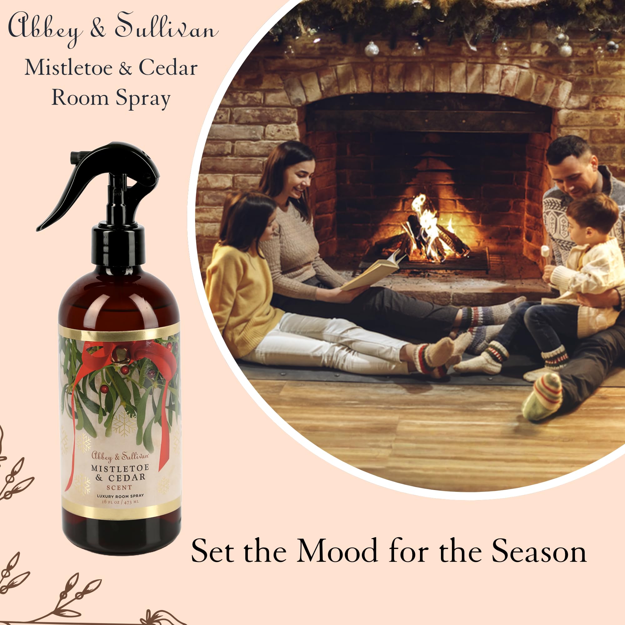 Abbey & Sullivan Room Spray, Mistletoe Cedar, 16 oz